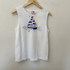 The Quacker‎  Factory sailboat sequence Sleevless knitted top Womens Size Small